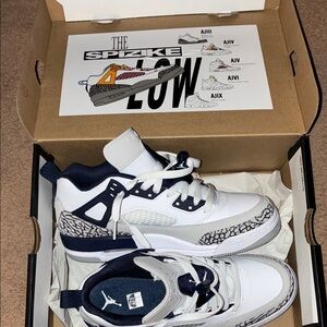 Air Jordan White and Navy Women's Sneakers